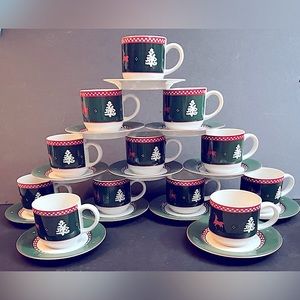 Set of 12 Northwoods by CI Moore Coffee Cups and Saucers